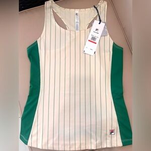 FILA Green and White Tennis Top
